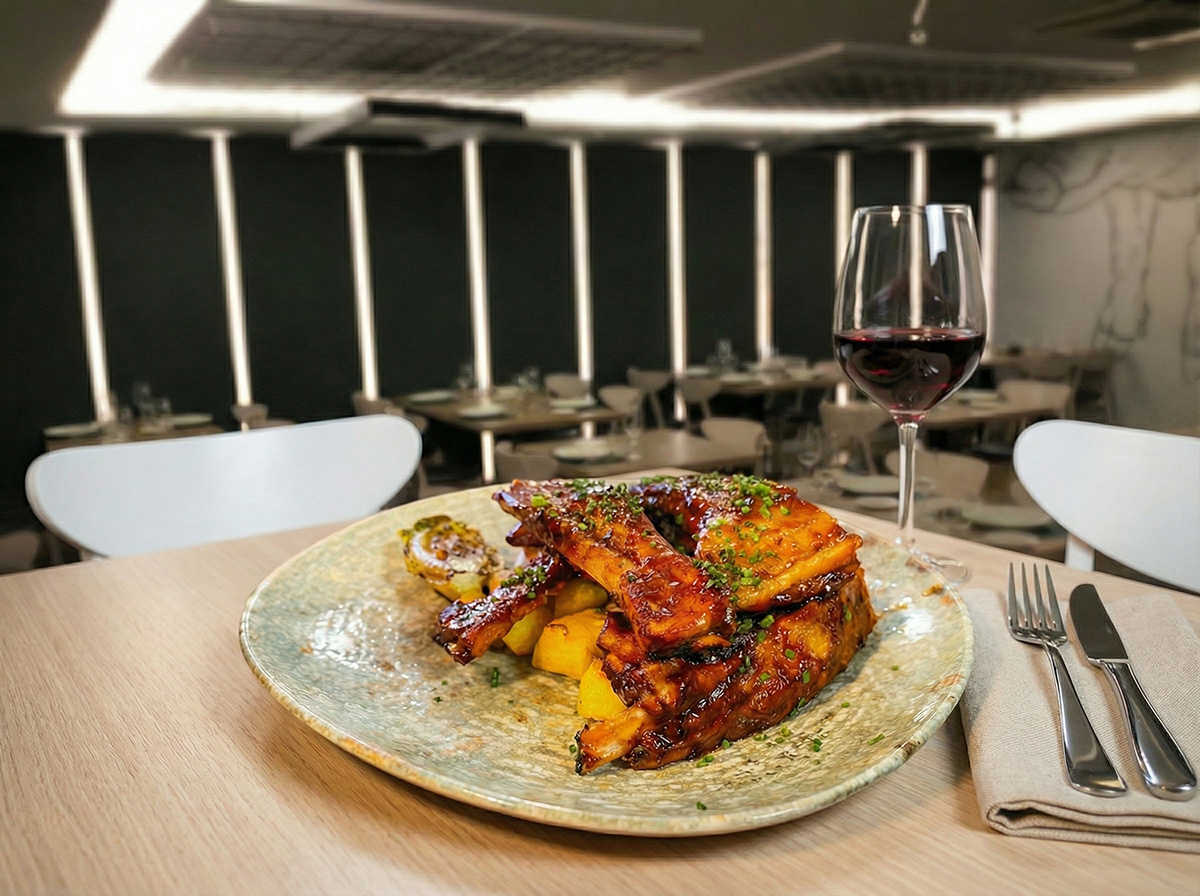 Imagen plato de costilla de porco celta de máxima calidad en A Laxa Lugo